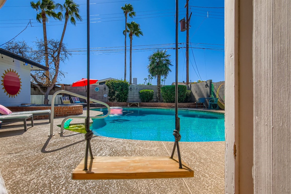 Nostalgic swing by the pool