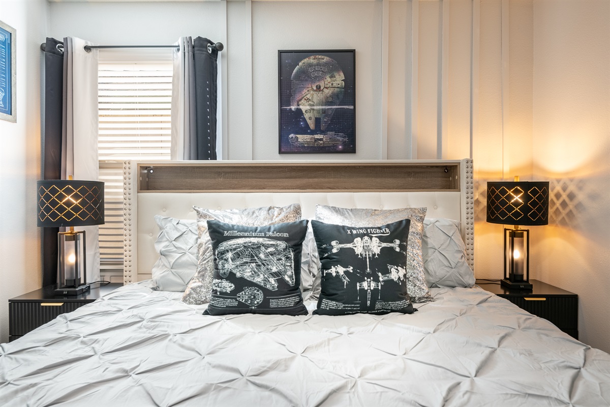 Very cool artwork in this bedroom