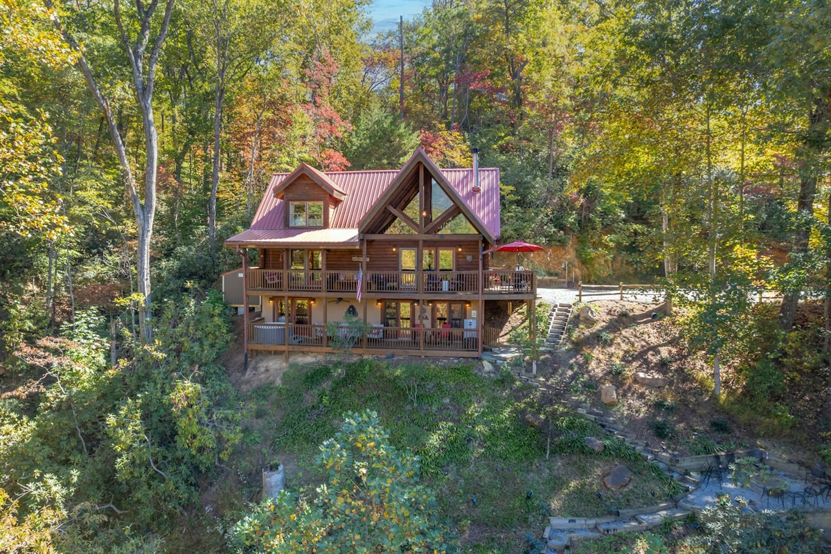 Aerial view of cabin