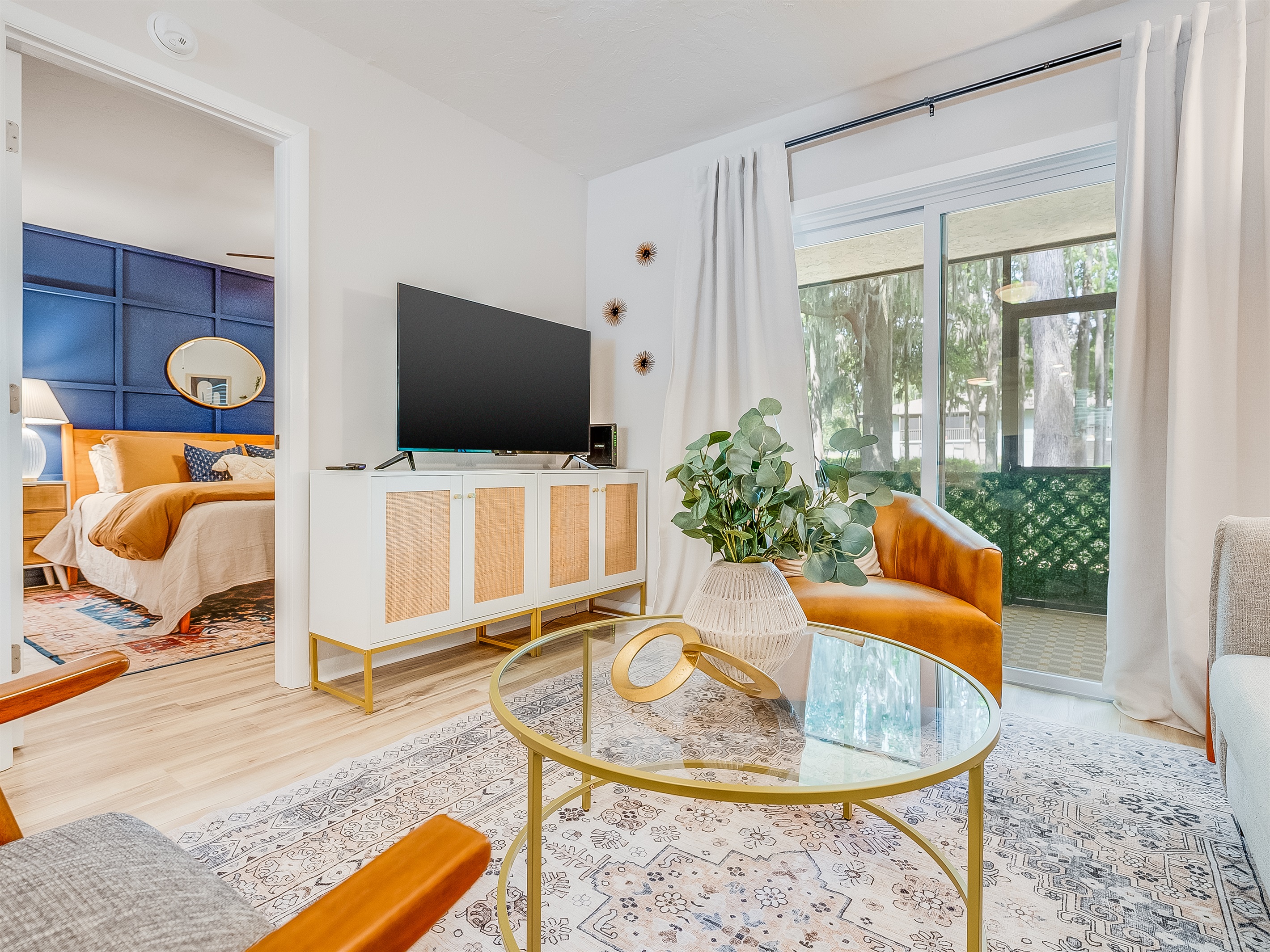 Stream your favorites on the smart TV and unwind in style.