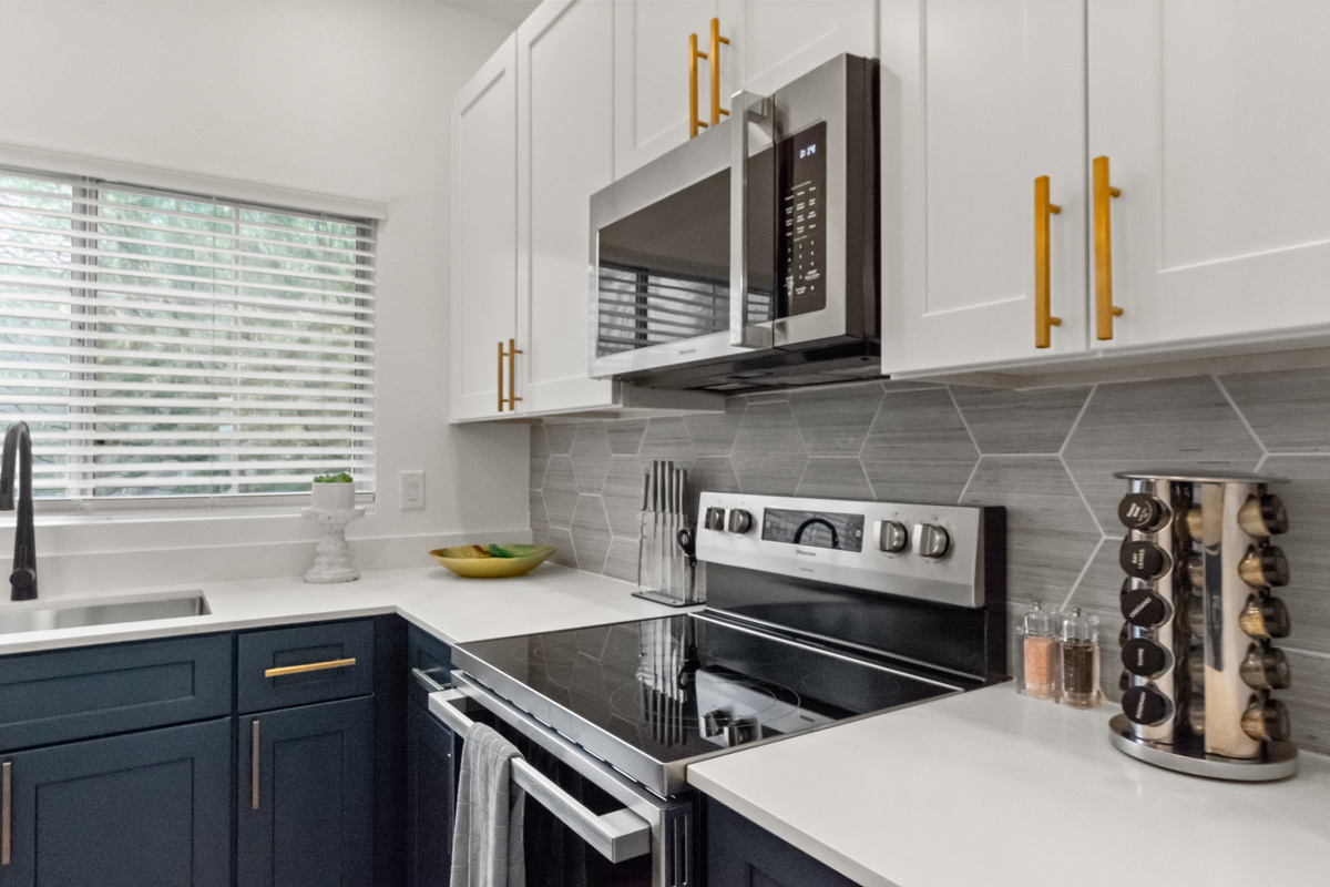 Spacious kitchen area ideal for stays.