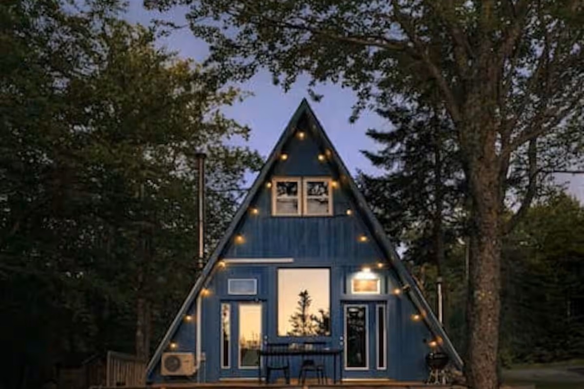 Alpine A-Frame in twilight