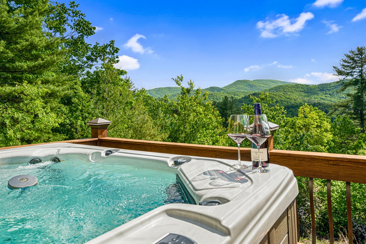 Sink into the hot tub and let the bubbling waters melt away your stress while enjoying the scenic surroundings.