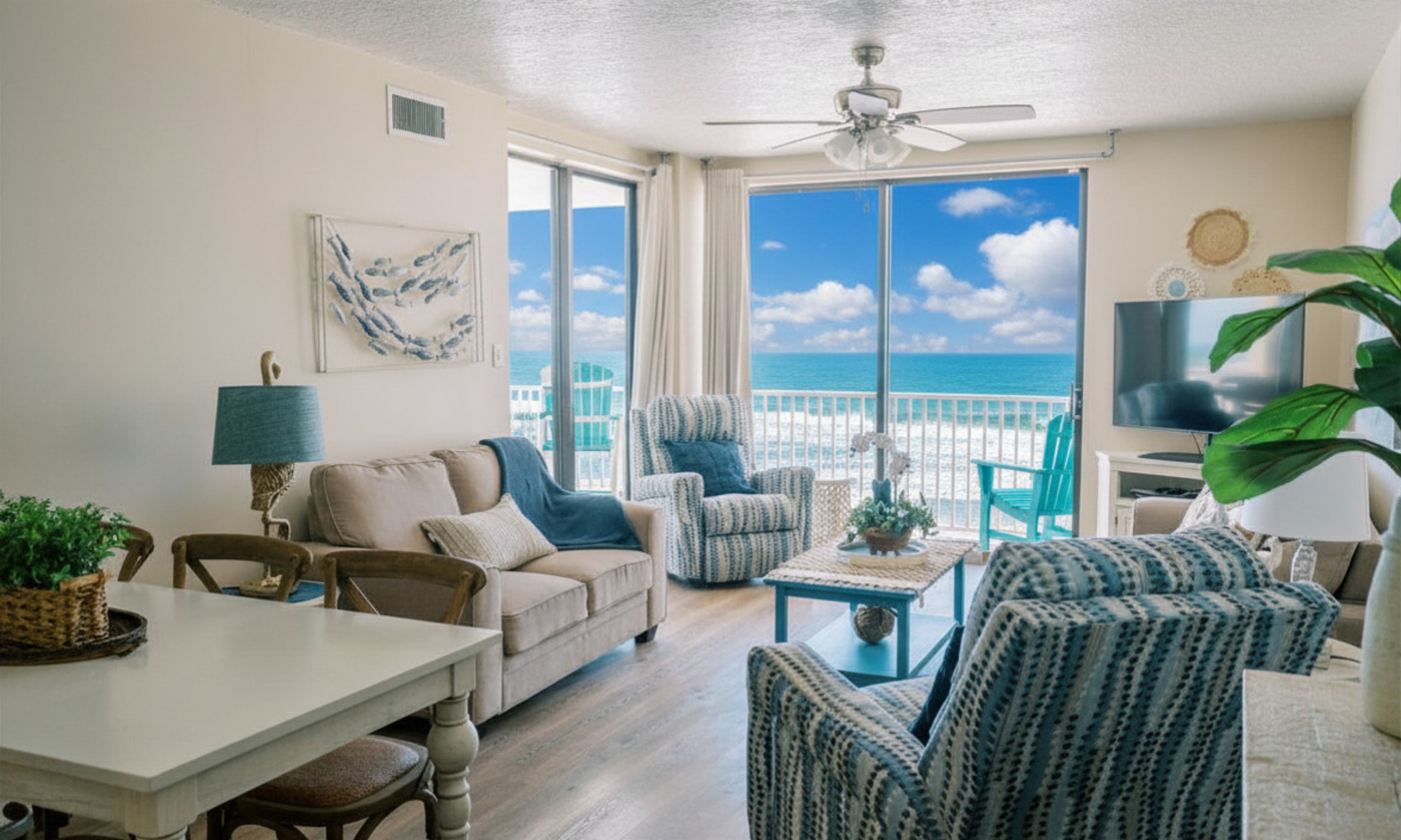 Step right out your sliding window into the sounds of waves and dolphin-watching, all while in PJs!
