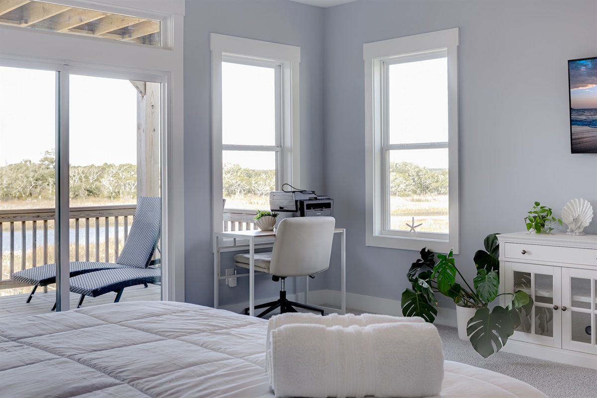 A dedicated workspace with natural light makes remote work or trip planning easy and comfortable