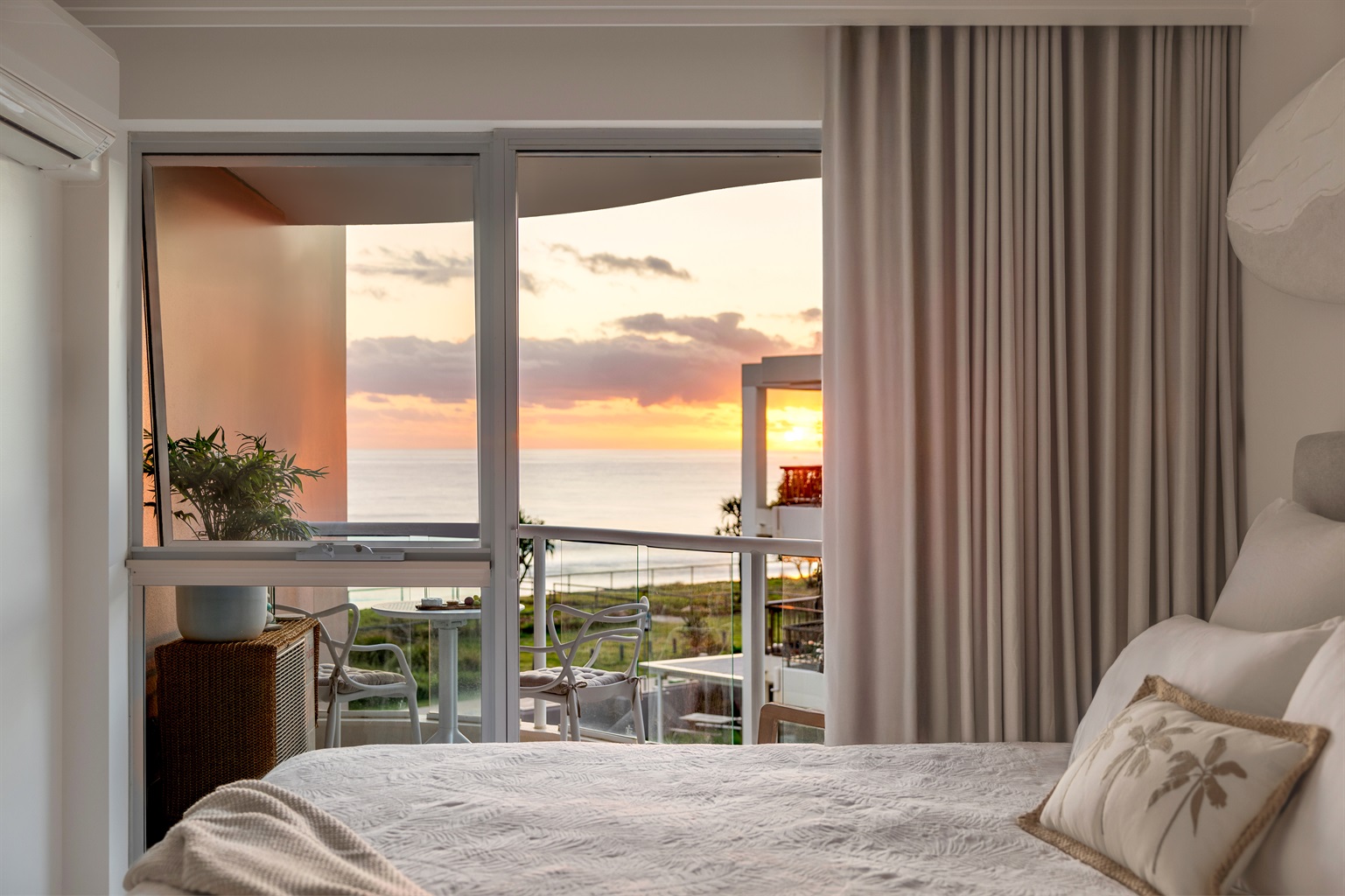 Wake up to ocean views and sunrise colours from the comfort of your king bed.