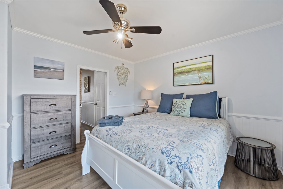 Main floor bedroom with easy access and spacious layout