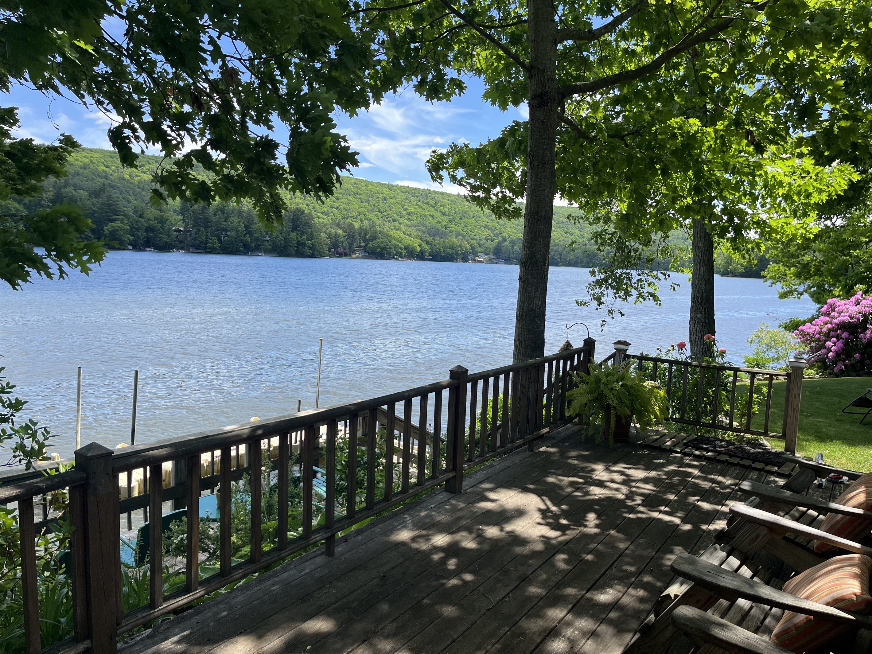 Attached deck overlooking lake