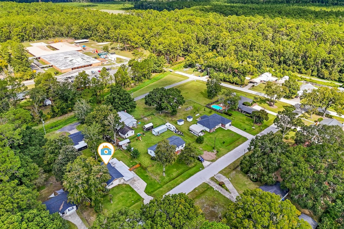 Aerial view of the home