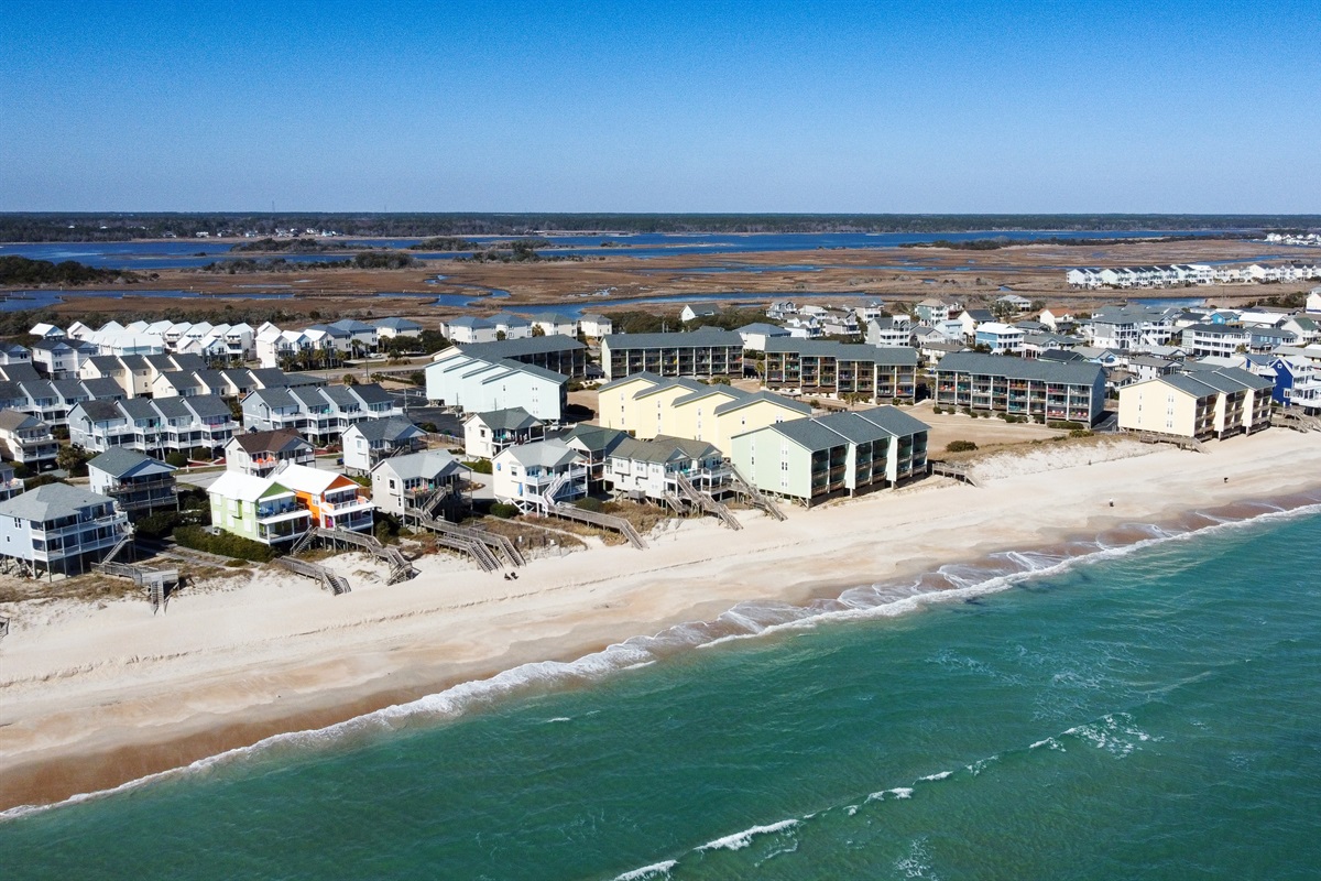 Aerial of Surf Condos and the beach