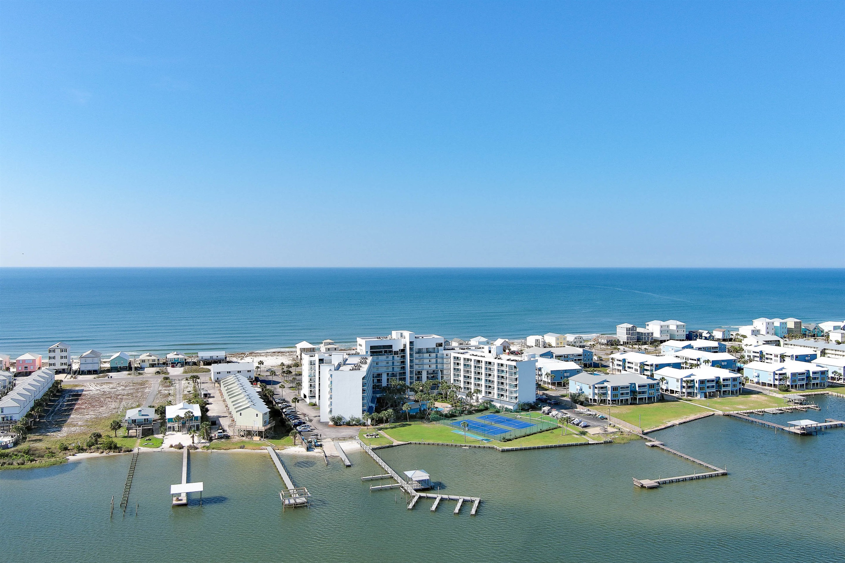 Steps from the white sands: A bird's-eye view of our beachfront community in Gulf Shores.