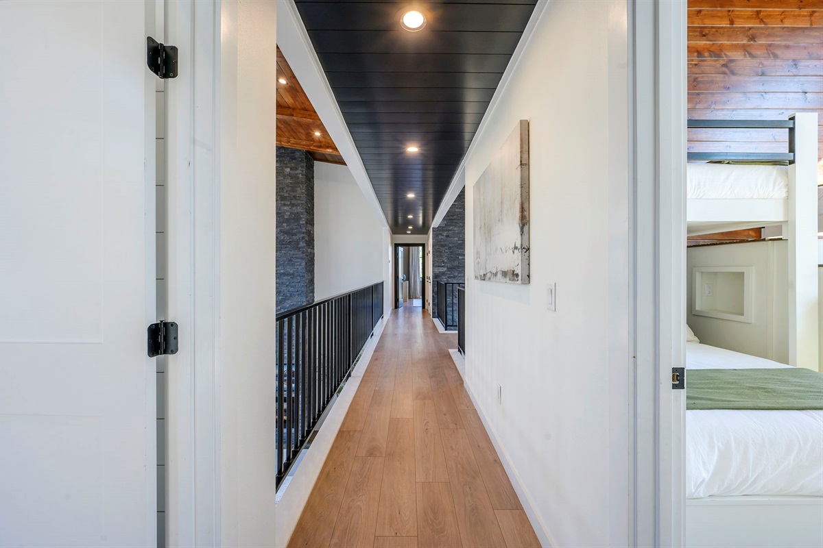 Upstairs 'catwalk' overlooking the main living area.