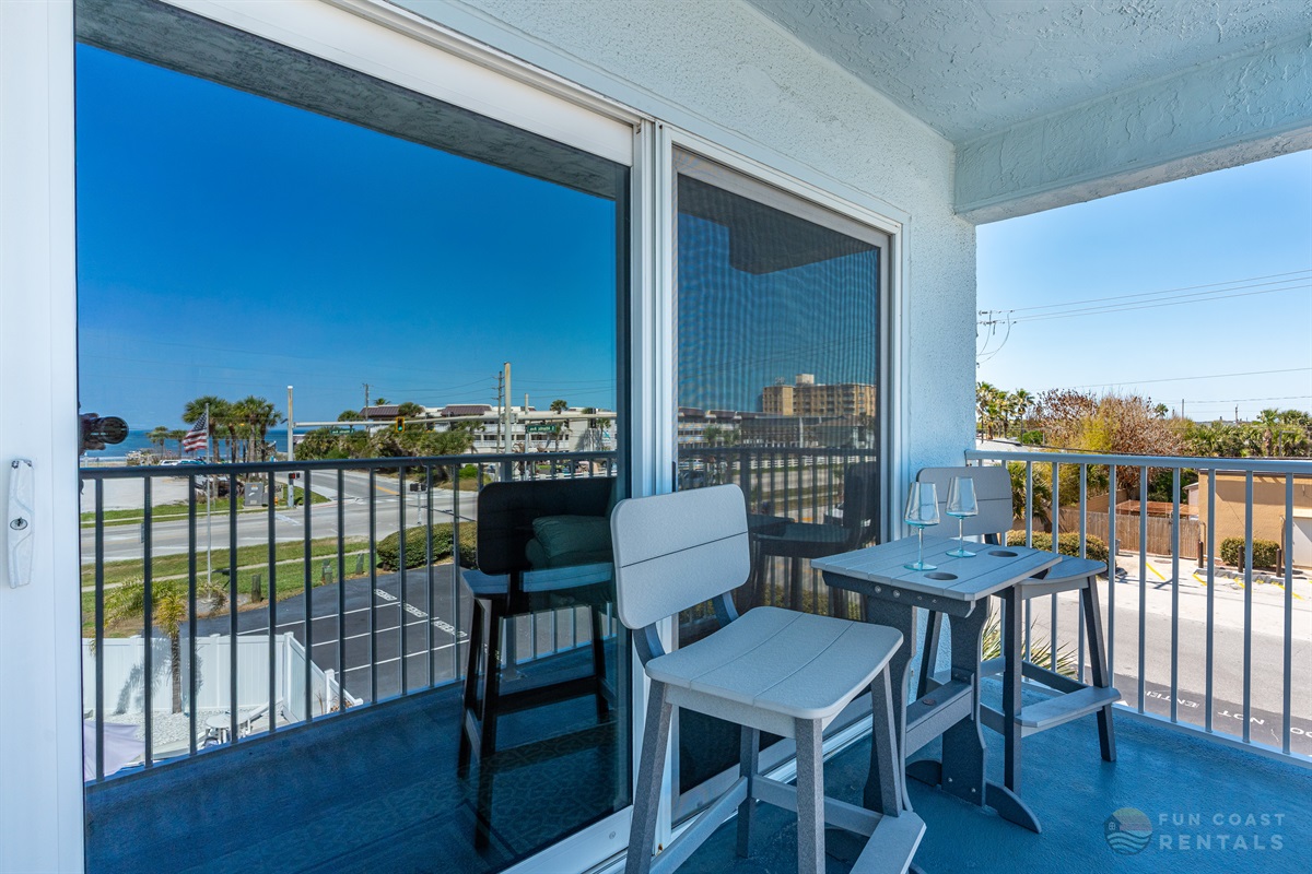 Outdoor balcony seating for two!