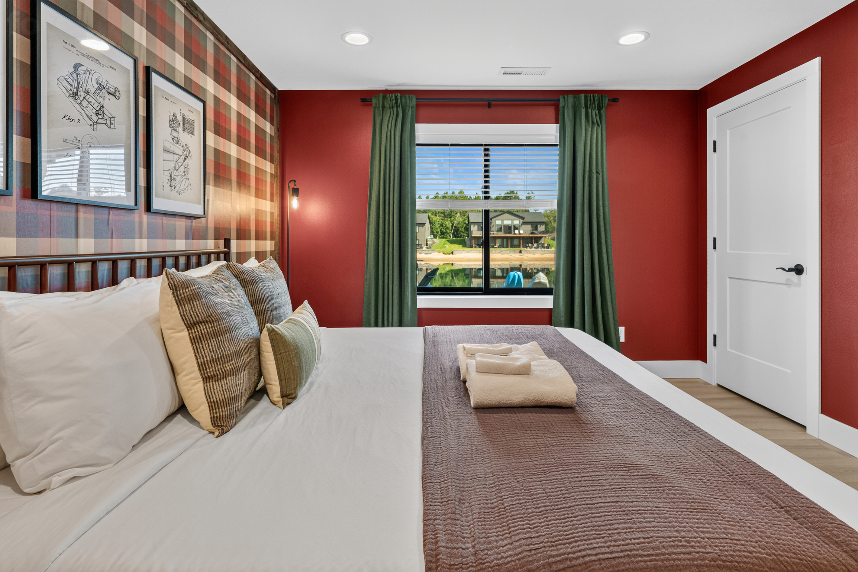 Downstairs King memory foam bedroom with lake view and smart tv