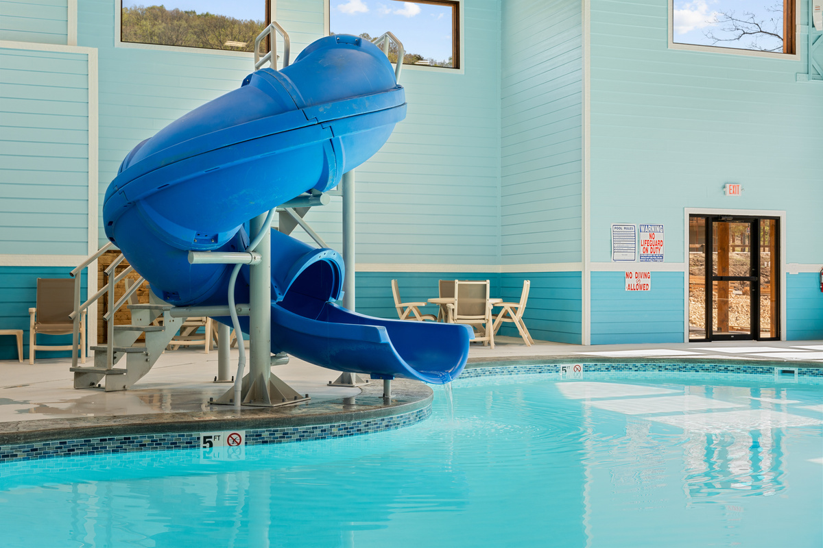A huge indoor pool with water slide and hot tub will have the kids giddy with excitement and hopefully worn out for a good night's sleep!