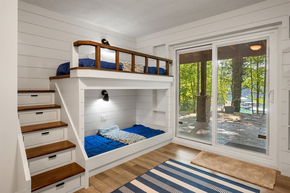 Double twin over twin bunk room