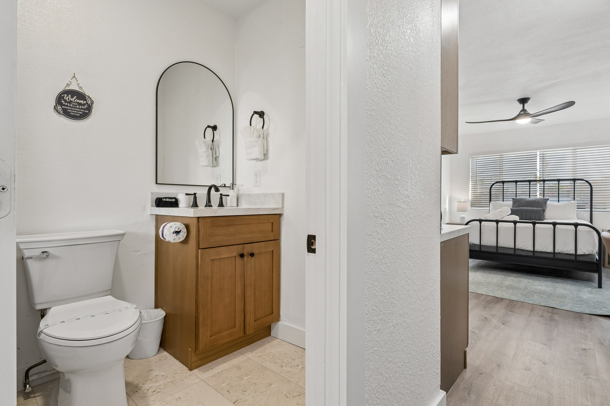 Refresh in this full bathroom with upgraded finishes and full sized shower.