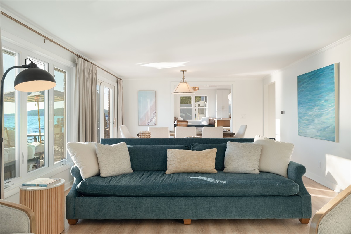 The deep and extra long couch is perfect for an afternoon nap. 