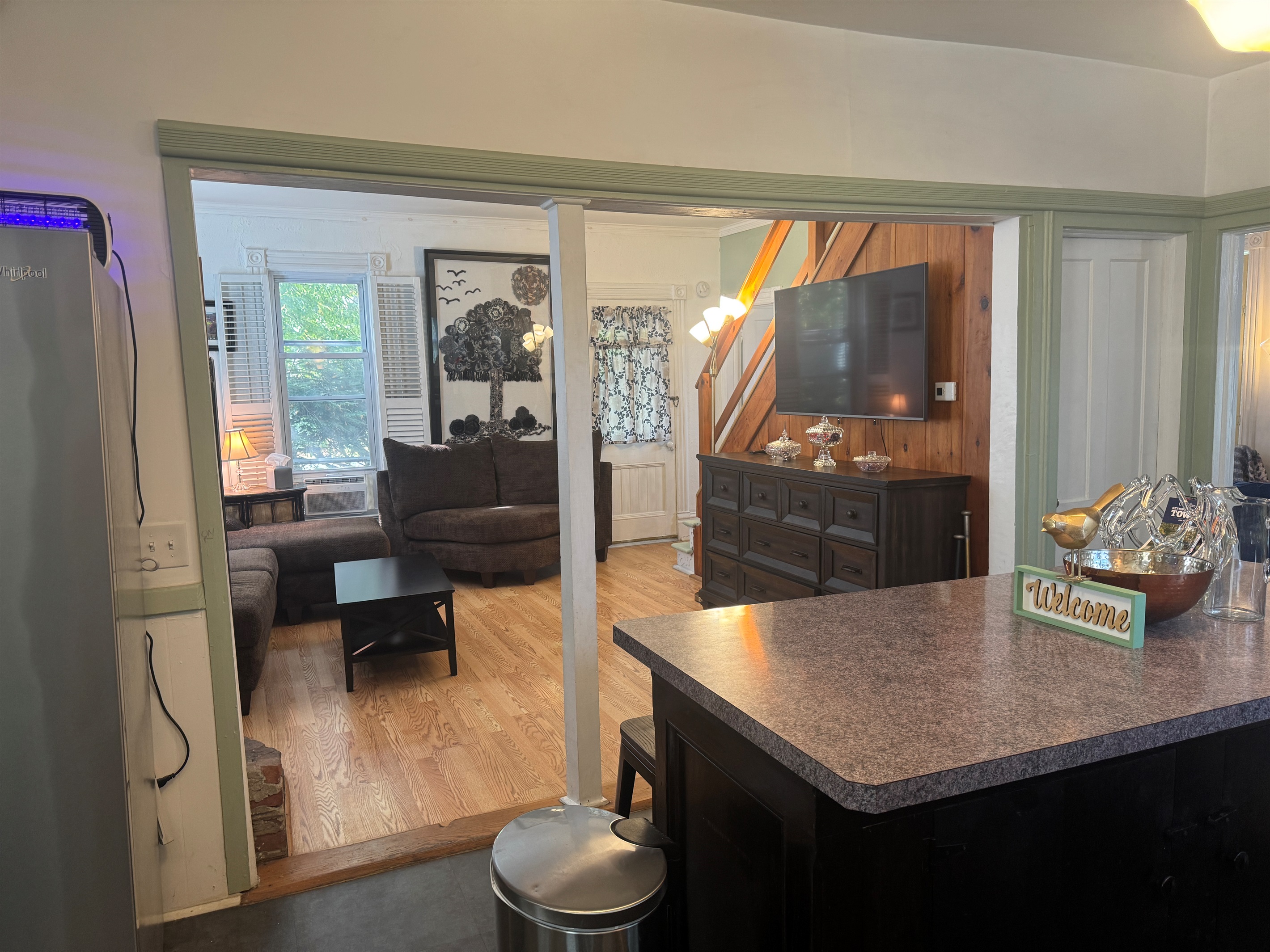 Kitchen into living room