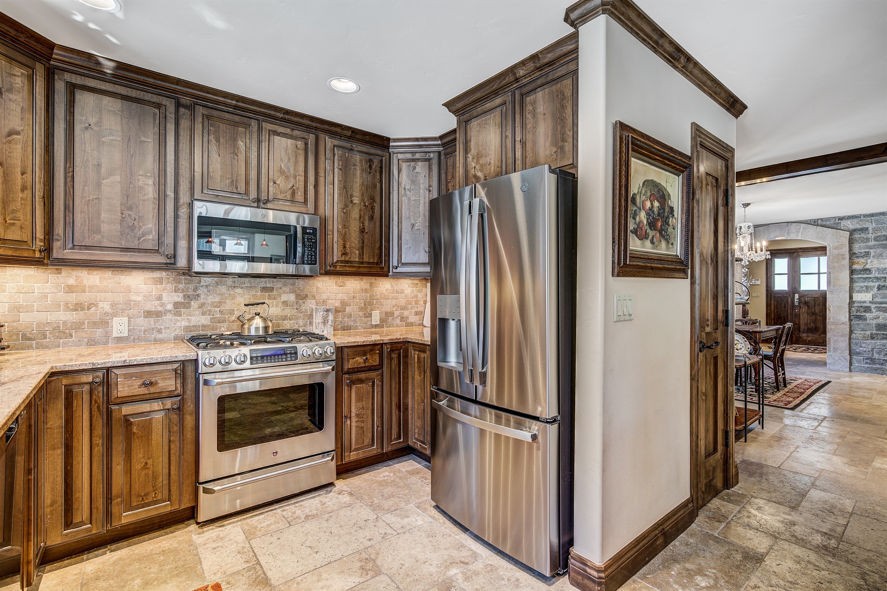 Fully stocked kitchen.