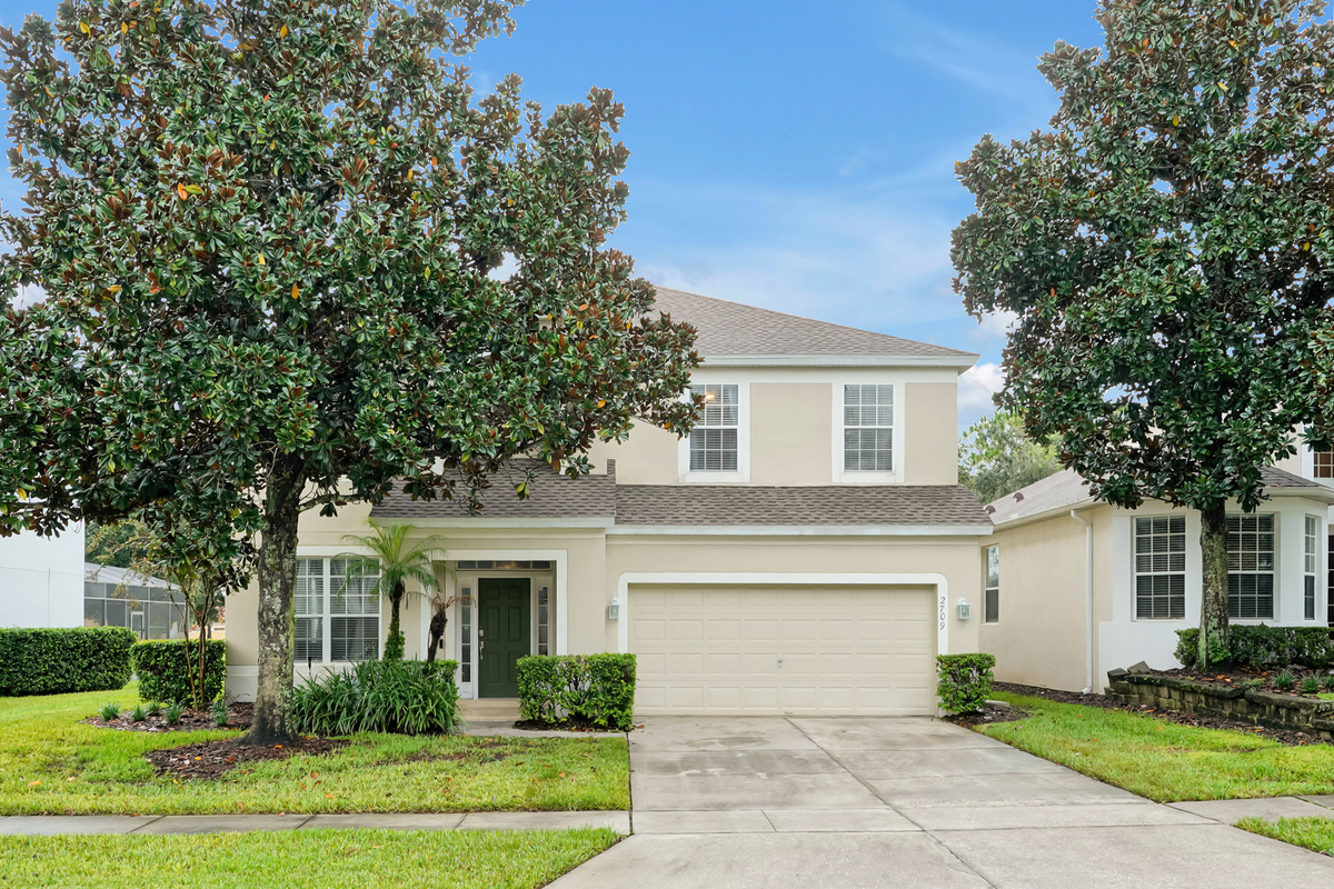 Front exterior with two-car garage