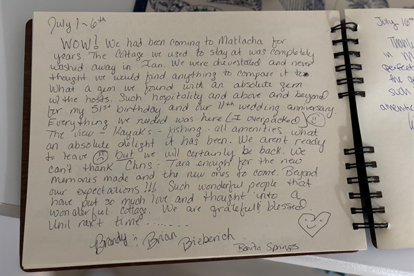 God has blessed the Cottage with the best guests in the world! Thank you all!