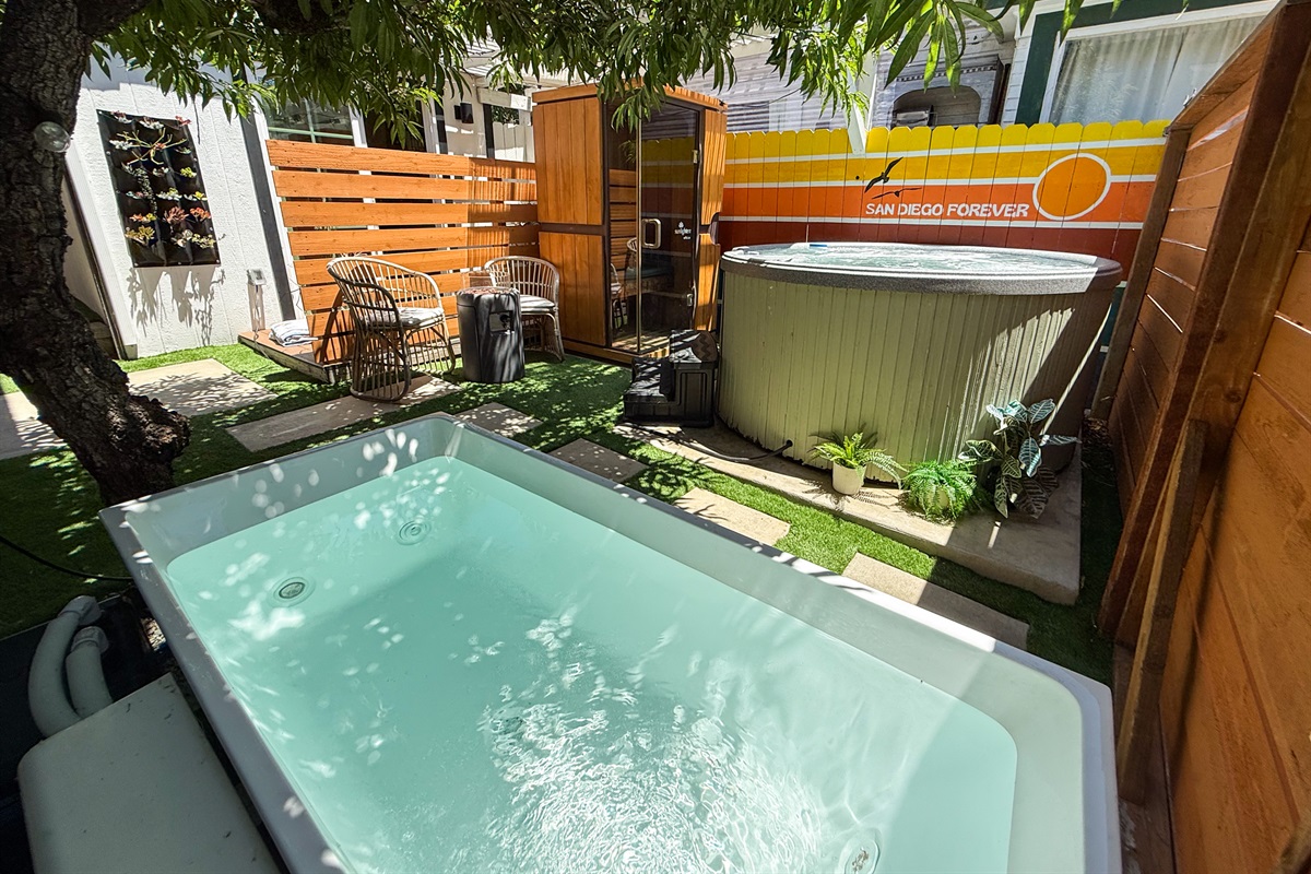 Welcome to our wellness oasis with infrared sauna, cold plunge, and hot tub.