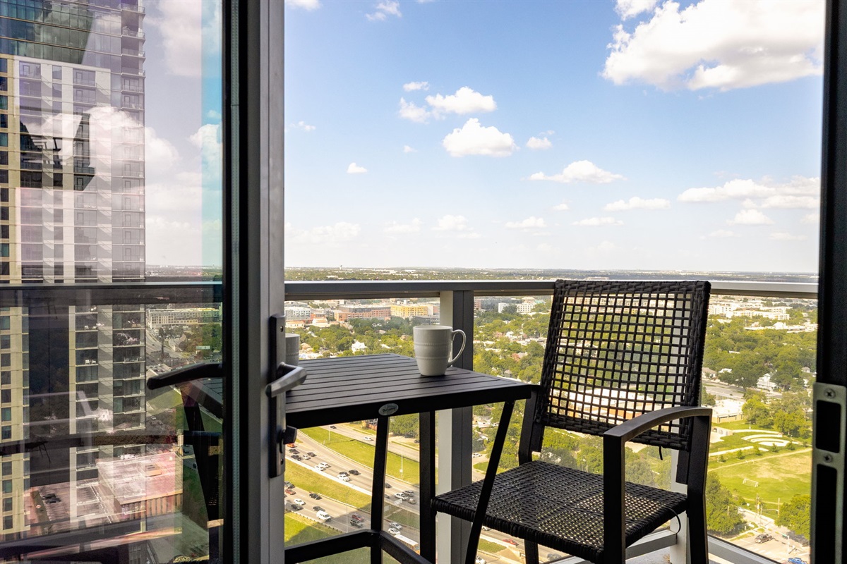 Private 30th floor balcony patio table