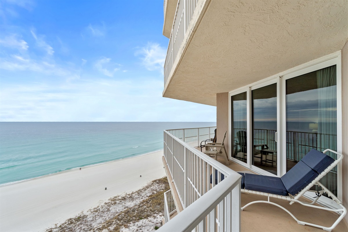 Beach View from Large Balcony with outdoor seating