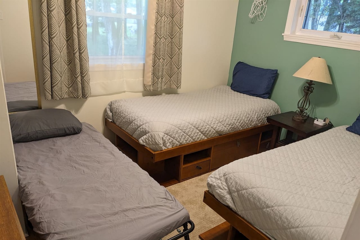 Portable cot available for additional sleeping space - can fit in multiple rooms