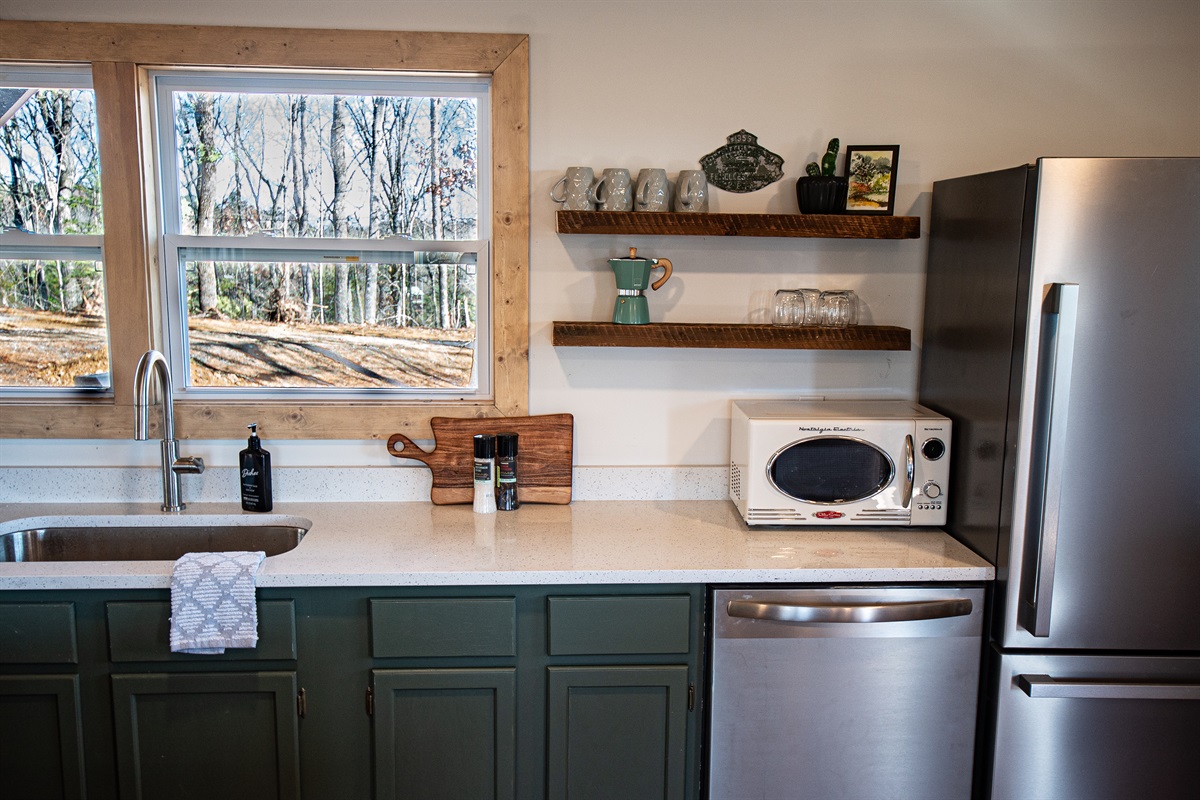 Our chef's kitchen has everything you need for the perfect night in! All new appliances, and every comfort of home.