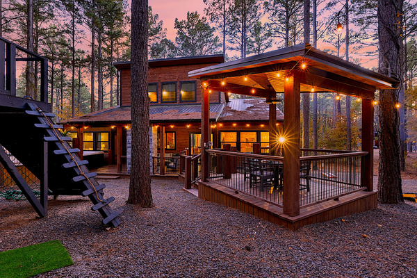 Multiple outdoor gathering spaces designed for relaxation, connection, and making memories