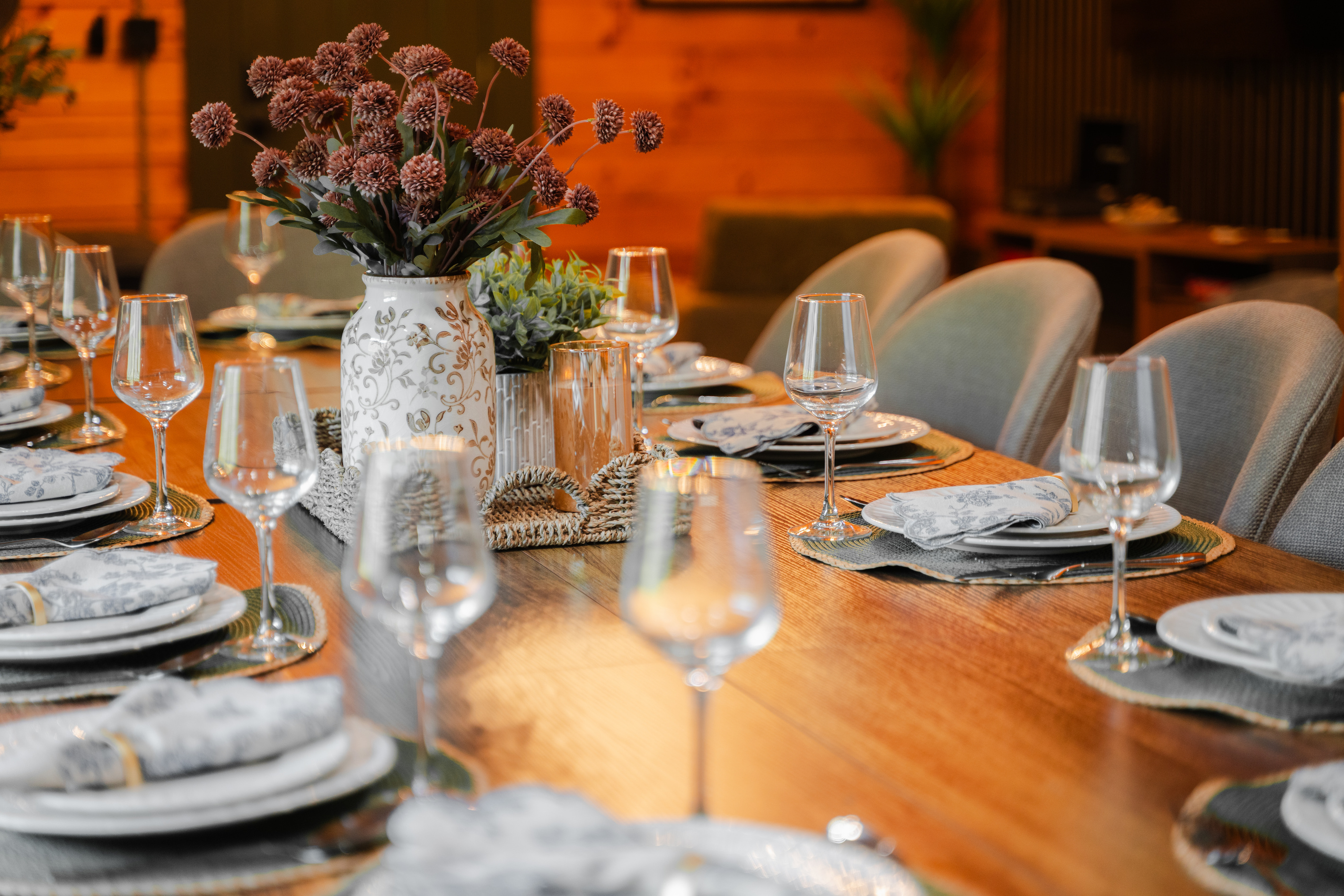 An inviting dining space at the heart of the cabin.