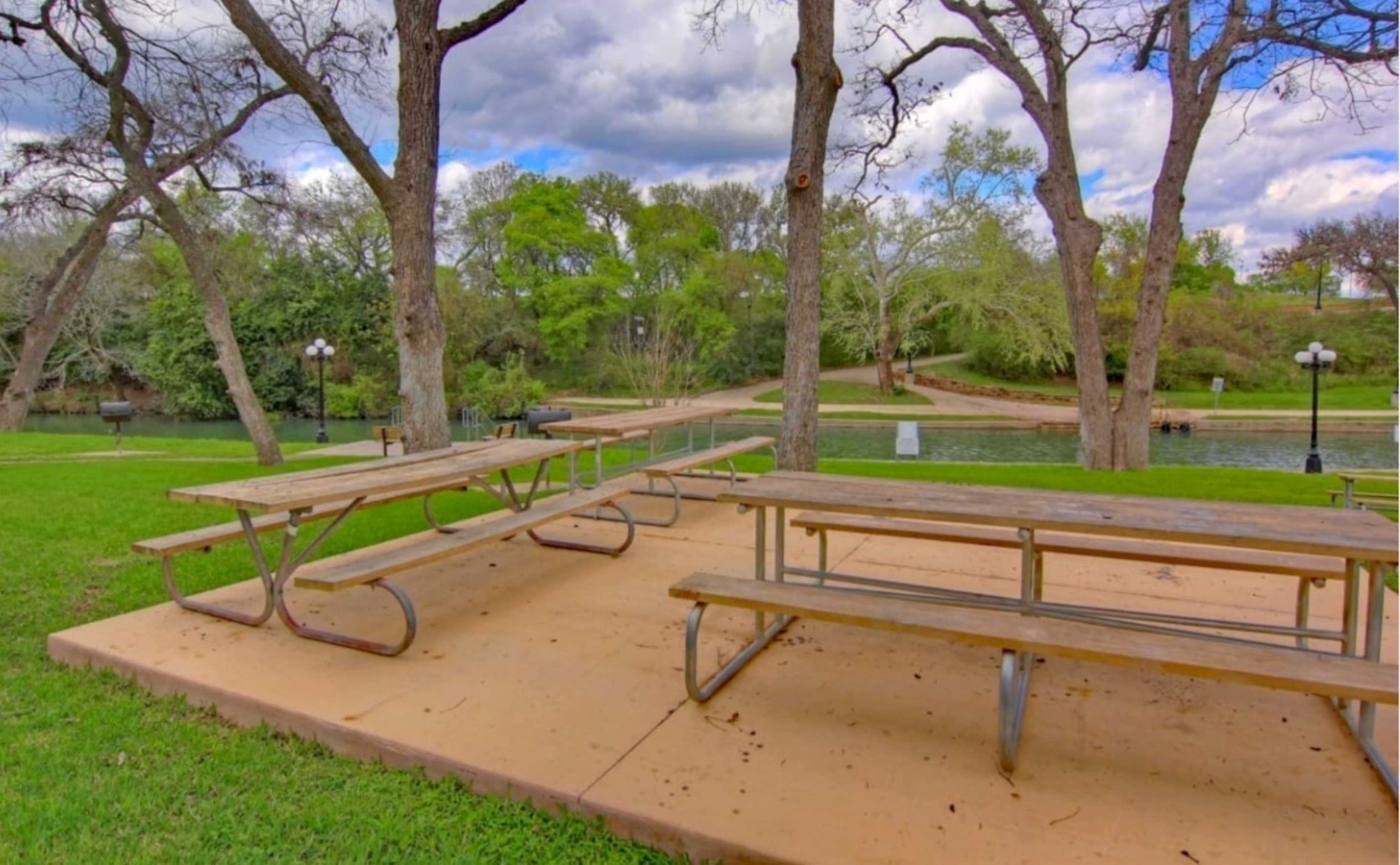 Picnic tables are first come, first served.