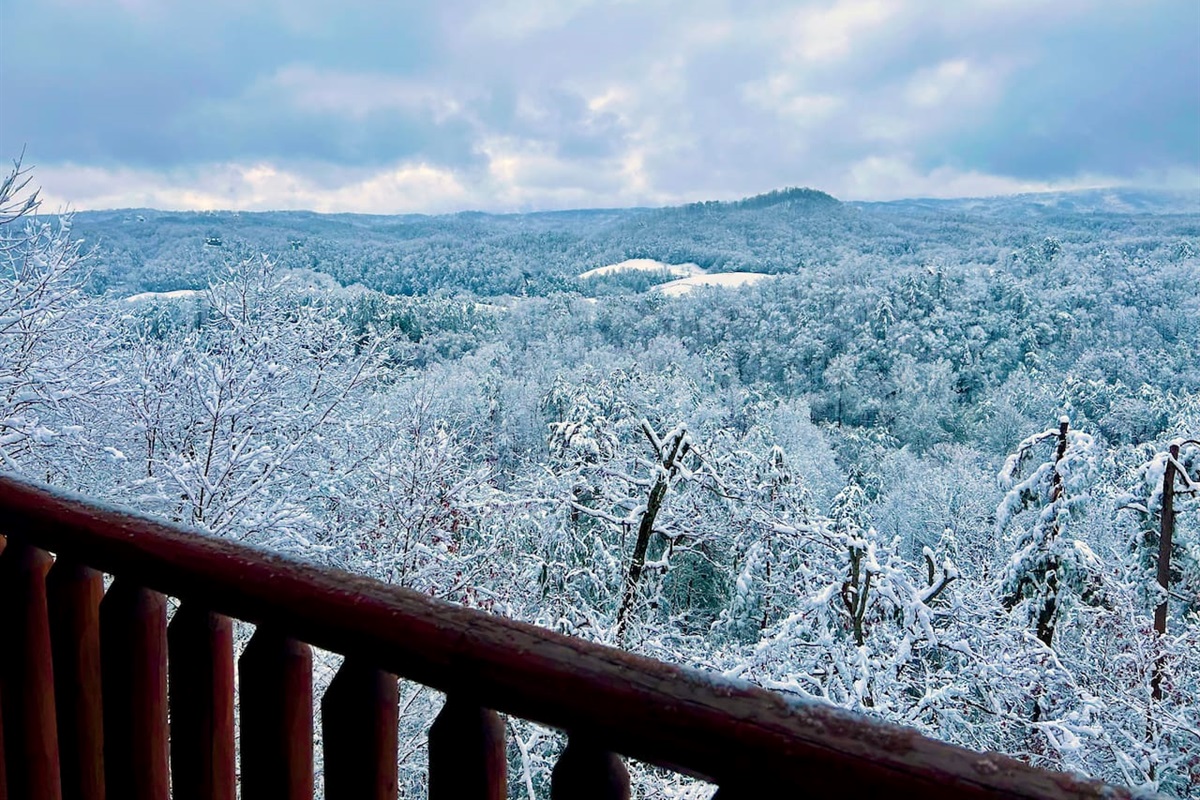 View from our back deck overlooking the snow covered valley