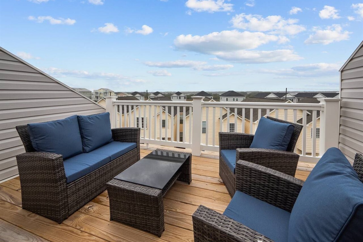 Outdoor seating area on third floor