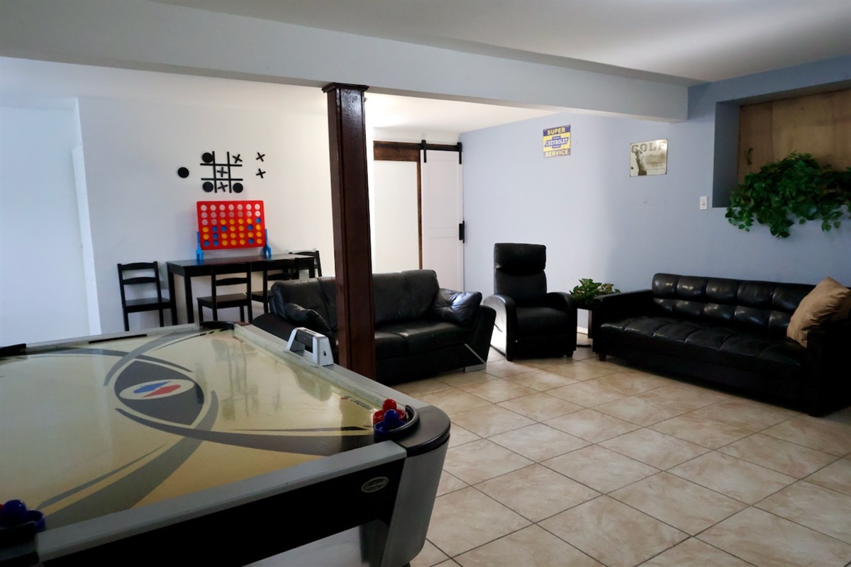 Lots of seating area, Connect4, AirHockey, Pool Table, Bar Area.
