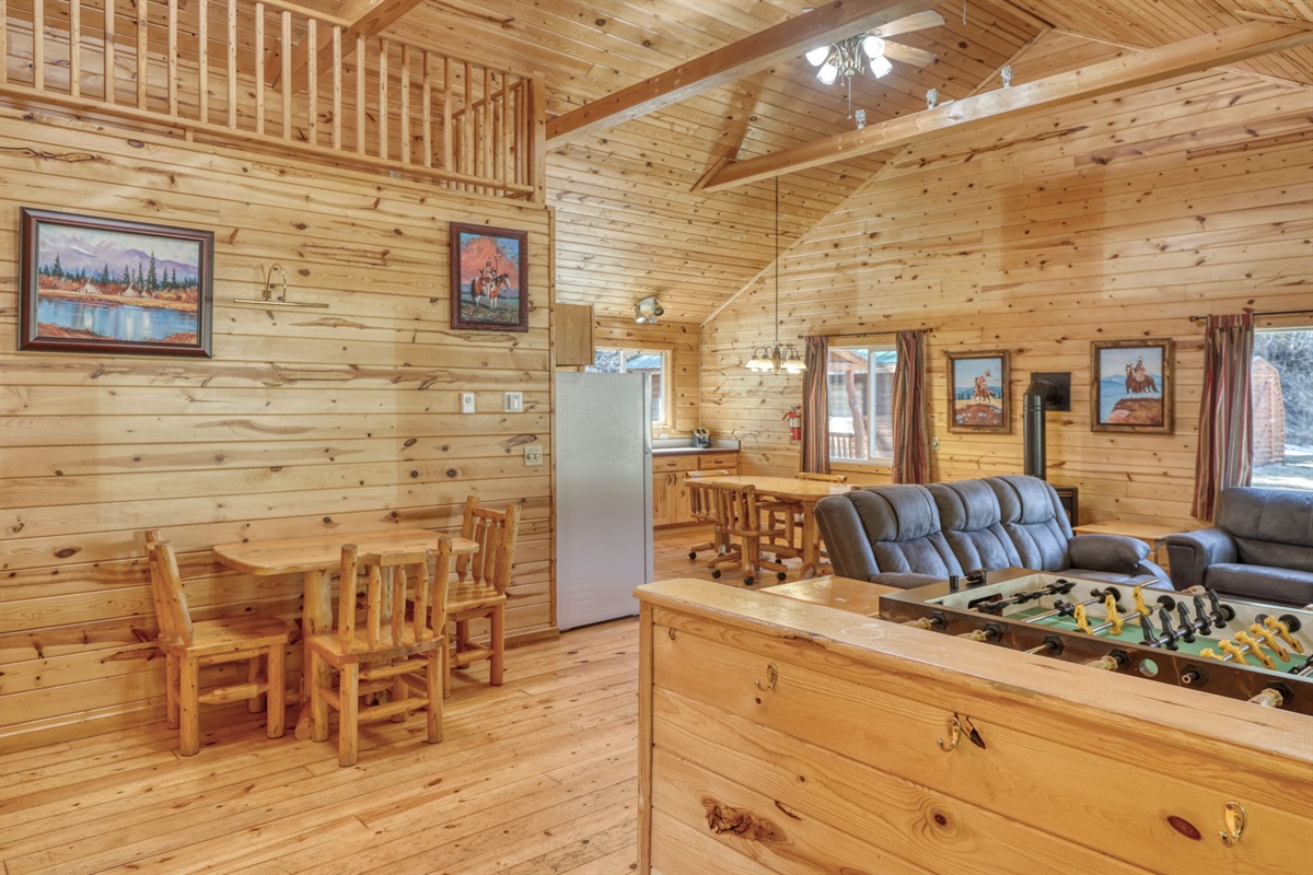 Living area with kitchen and dining table
