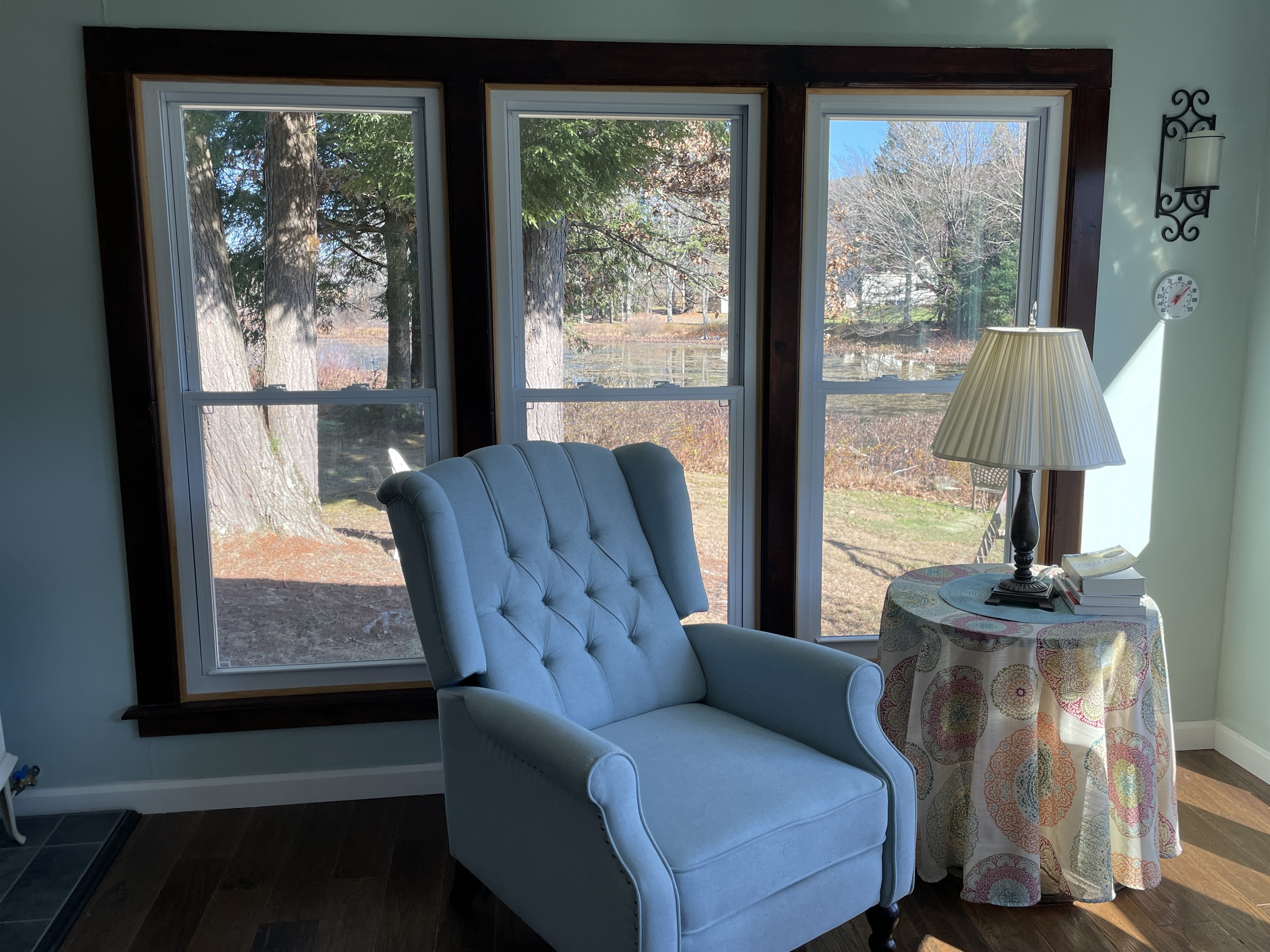 Nature's Hidden Treasure reading area in the sunroom.