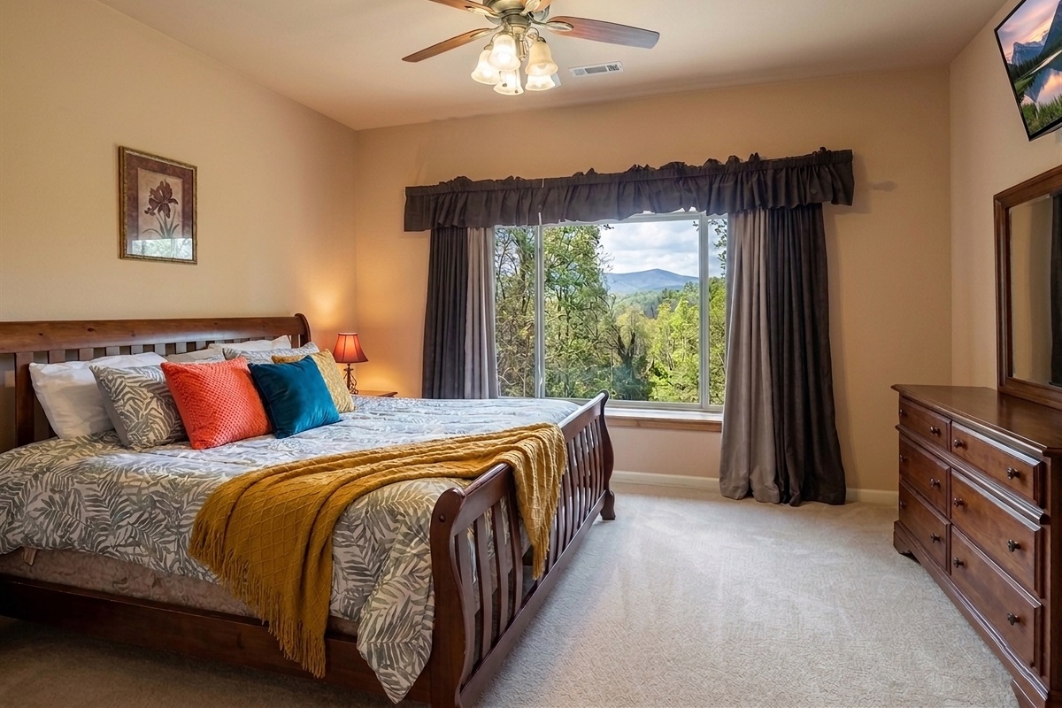 King bedroom 7 - King bed with a Great view from this ultra-large picture window in this king bedroom