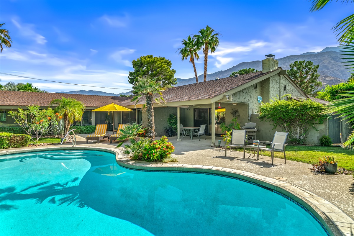 pool facing house