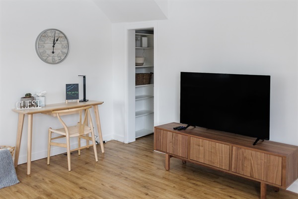 Main level entryway and workspace