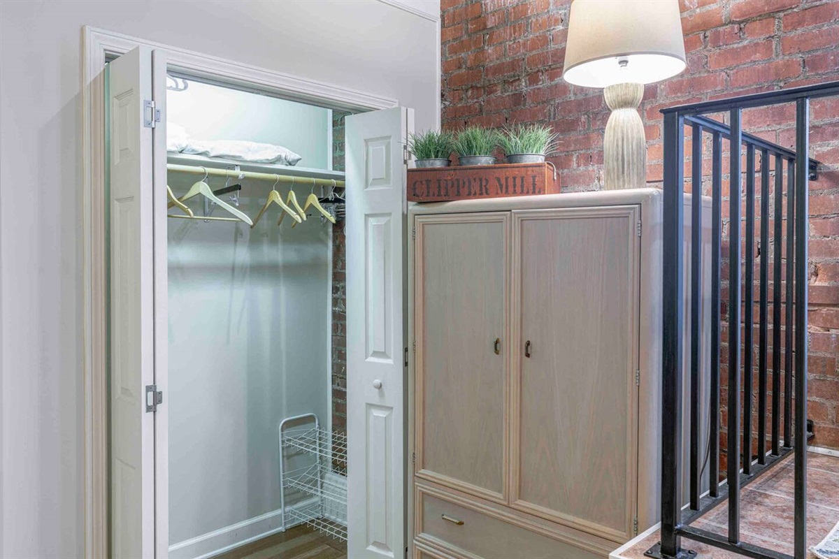 Ample storage space in the walk-in closet. 