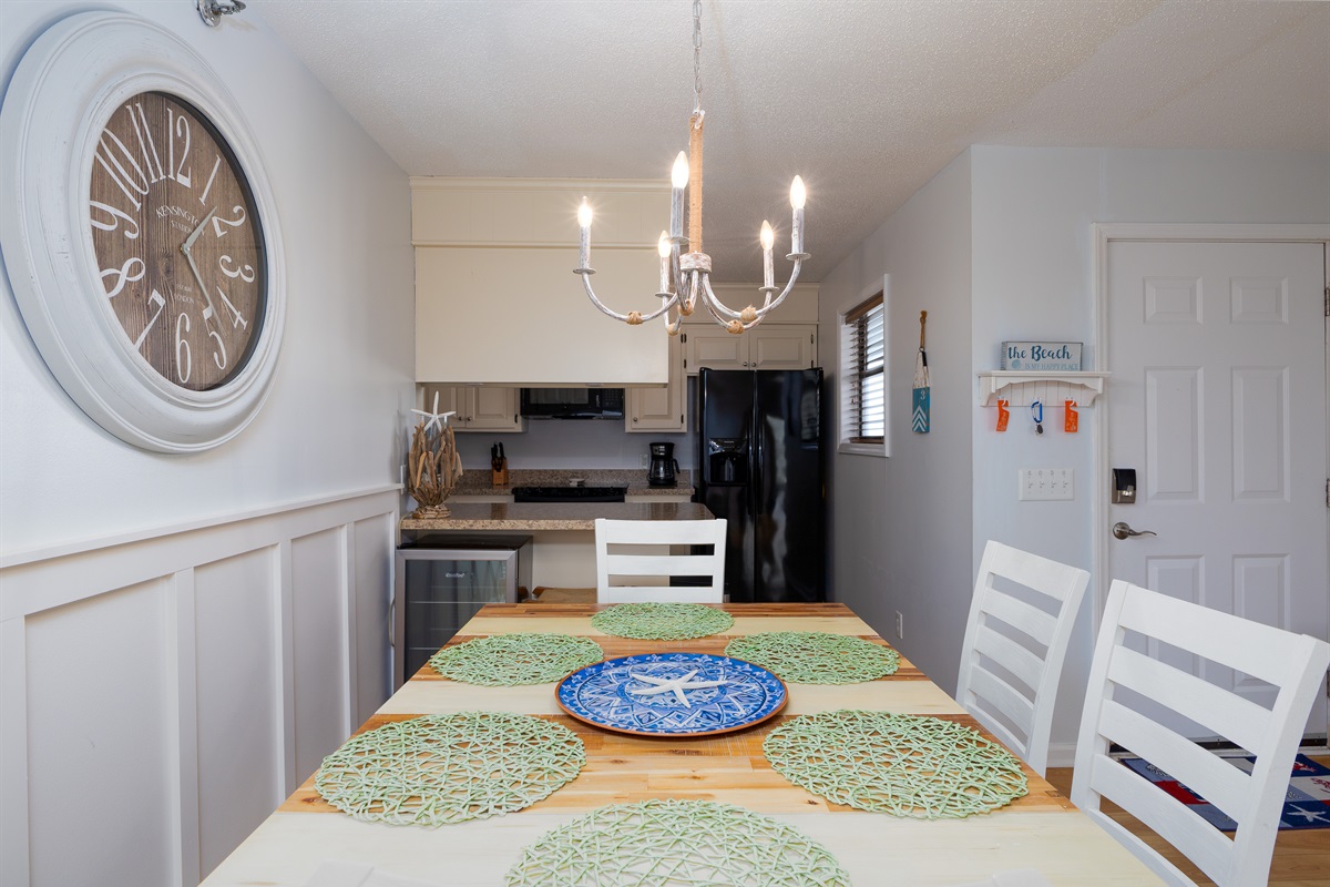 Views of the kitchen from the dining area