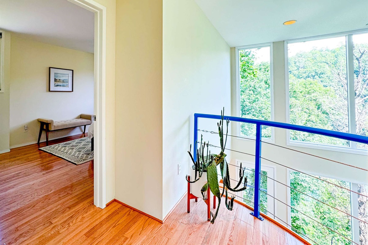 Upstairs bedroom 2 just to the left of the upstairs balcony