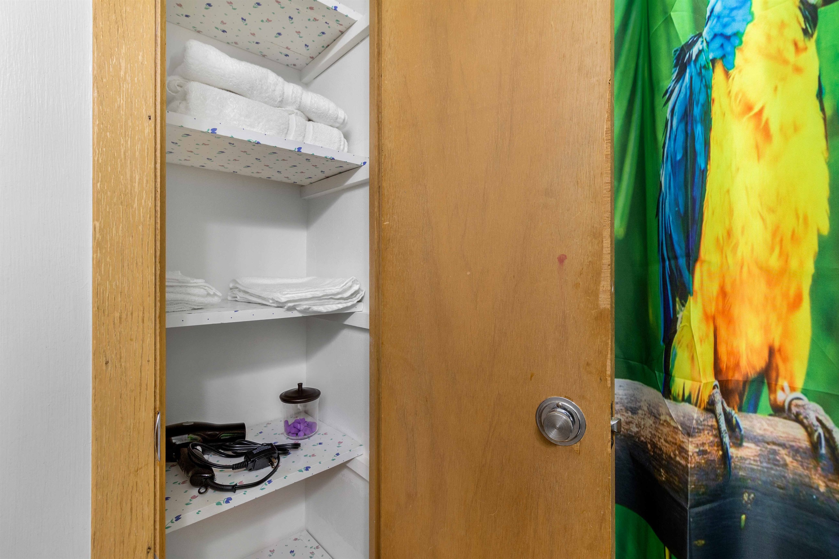 Plenty of clean towels, and a hairdryer for your convenience.