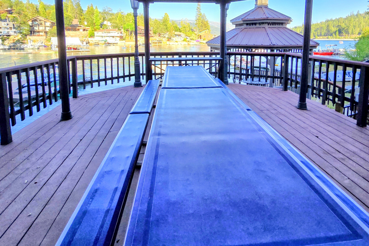 2 picnic tables under the first gazebo