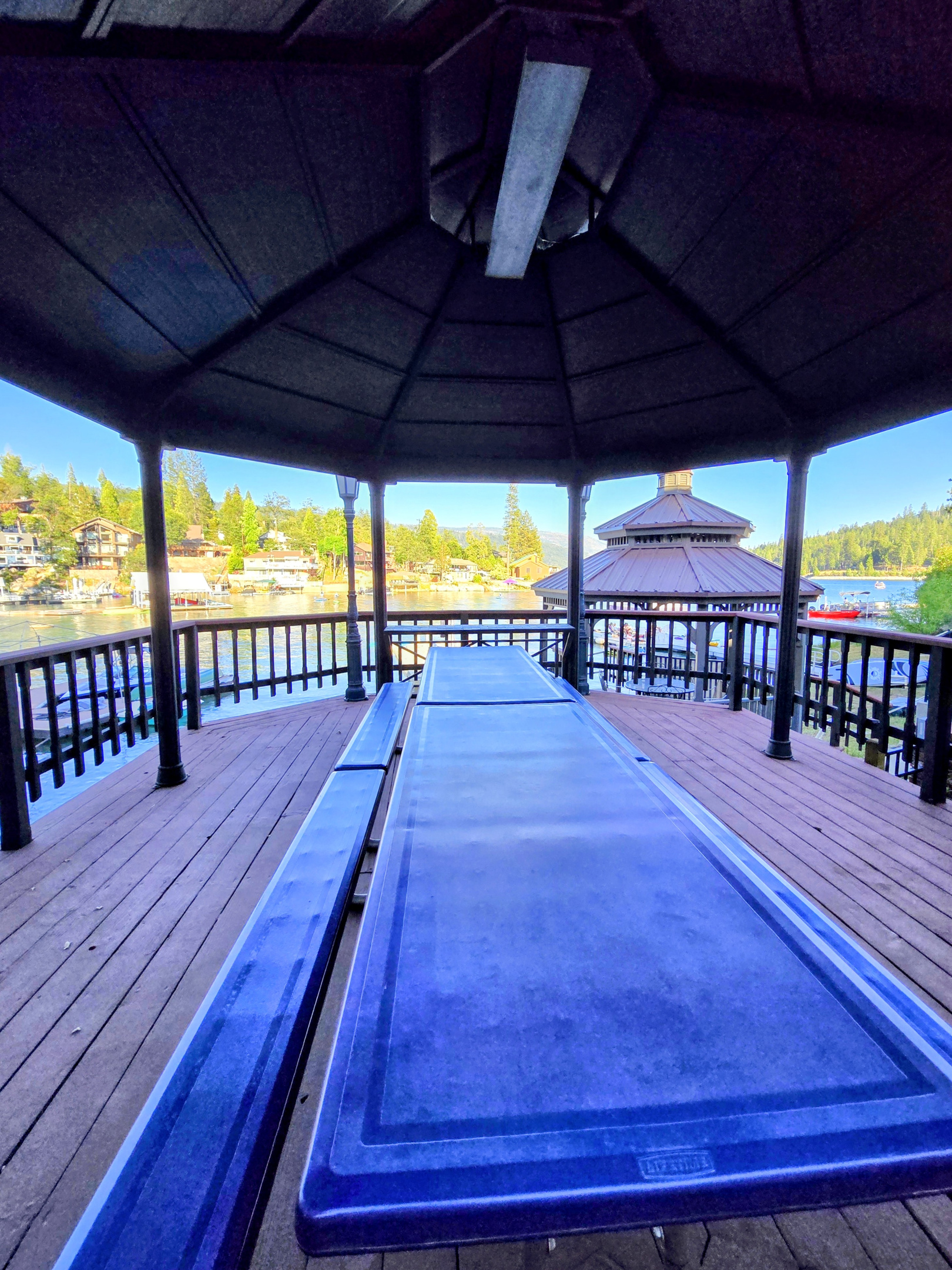 2 picnic tables under the first gazebo