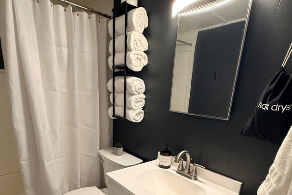 Fresh, newly renovated main floor bathroom.  