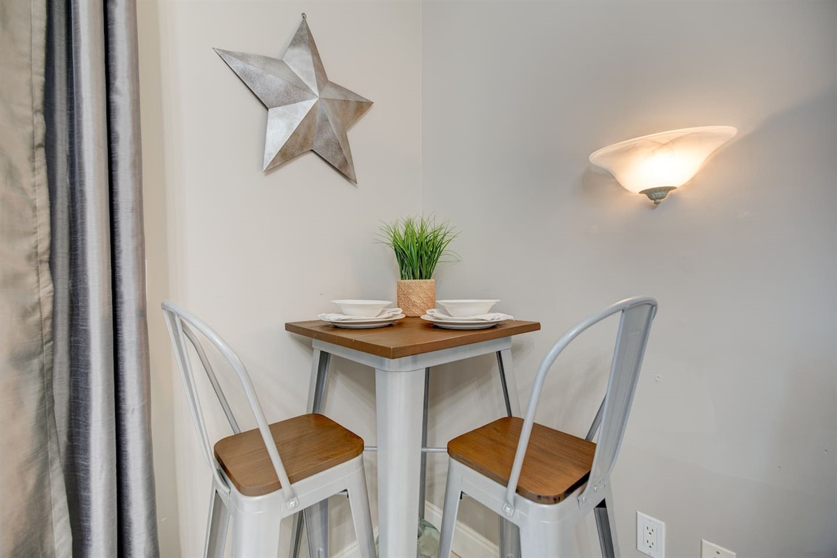 Two person dining area or laptop work station